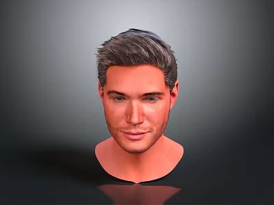 Realistic 3D Male Head Model With Detailed Facial Features And Short Dark Hair 3d model