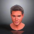 Realistic 3D Male Head Model With Detailed Facial Features And Short Dark Hair