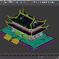 Ancient Chinese Architecture With Traditional Eaves Green Tiles And Stone Steps