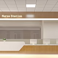 Nurse Station Interior Design With White Counter Workstations And Computers In Bright Setting 3d model