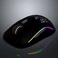 Black Perforated Gaming Mouse With RGB Lighting And Colorful LED Effects