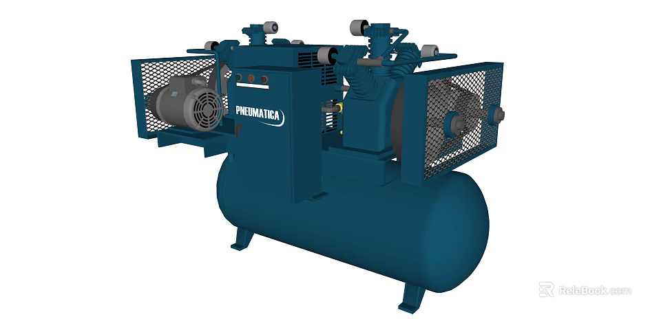 PREMATA Industrial Air Compressor With Dual Motor Mesh Guard And Air Tank 3d model 