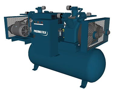 PREMATA Industrial Air Compressor With Dual Motor Mesh Guard And Air Tank 3d model