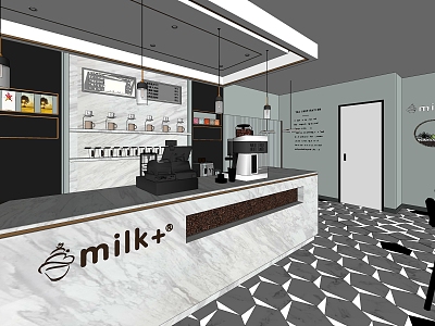 Industrial LOFT Milk Tea Shop Milk Tea Shop Cafe Dessert Shop Water Bar model