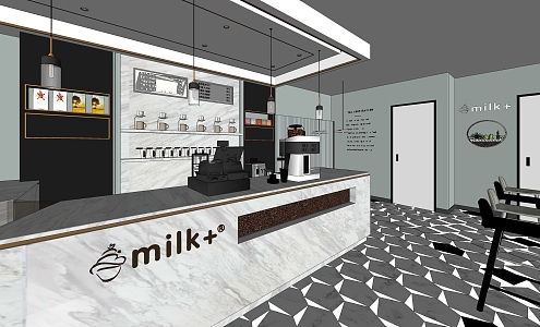 Industrial LOFT Milk Tea Shop Milk Tea Shop Cafe Dessert Shop Water Bar 3d model