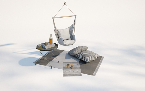 Modern hanging chair outdoor hammock pillow combination 3d model