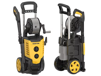 SHURFLO Industrial Pressure Washer With Hose Reel Wheels And Yellow Black Finish 3d model