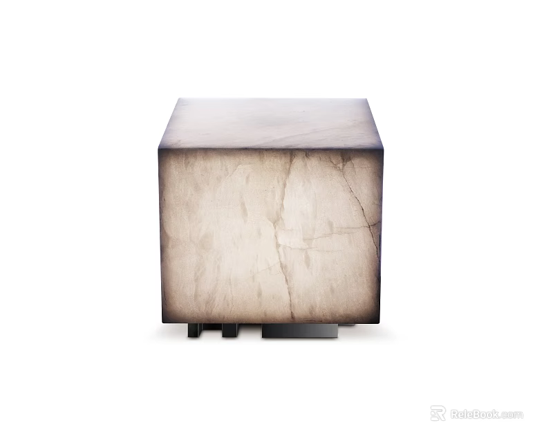 Modern Square Table Lamp With Textured Neutral Surface And Sturdy Base Design Style 3d model 