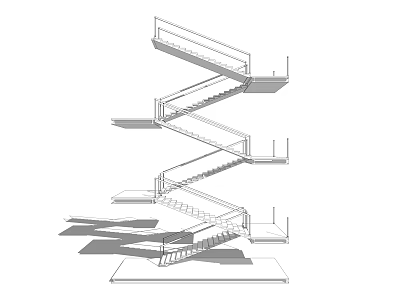 Modern Spiral Staircase Structure With Sleek Metal Frame And Layered Platforms 3d model