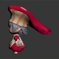 Cute Cartoon Character With Big Blue Eyes Red And White Striped Hat Light Blue Hair
