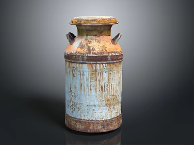 Vintage Rusty Milk Can With Peeling Paint And Two Handles Classic Design 3d model