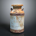 Vintage Rusty Milk Can With Peeling Paint And Two Handles Classic Design