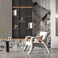 Modern Sofa Chair Single Sofa Coffee Table Combination 3d model