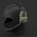Professional Black Tactical Helmet With Headphones And Microphone Communication Gear