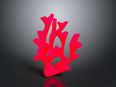 Vibrant Red Marine Animal With Coral Like Shape In Underwater Habitat 3d model