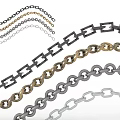 Assorted Decorative Chains With Square And Round Link Designs In Gold Silver Black 3d model