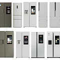 Various Styles of Modern Refrigerators and Freezers in Gray and White for Home Kitchen