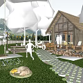Modern log cabin log cabin wood frame architecture rural architecture 3d model
