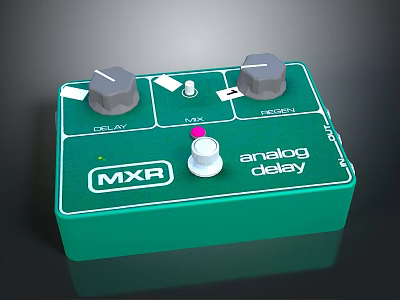 MXR Analog Delay Effects Pedal With Green Housing And Control Knobs 3d model