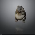 Cute Chubby Hippo Figurine With Round Body And Big Eyes Standing Upright