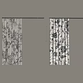 Stylish Curtains With Black And White Floral Patterns Against Beige Wall And Silver Curtain Rod