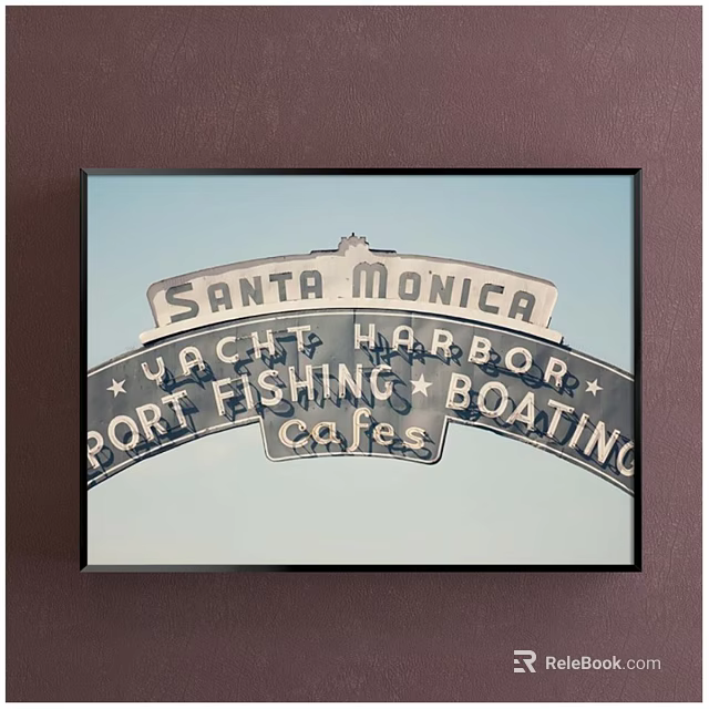 Santa Monica Yacht Harbor Sign Featuring Port Fishing Boating And Cafes 3d model 