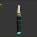 Tactical Ammunition Bullet With Golden Tip Black Body And Yellow Accents Design