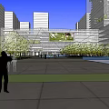 Modern Urban Office Complex With Green Roof Central Plaza And Lush Green Spaces