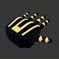 Game Movie Character Black Gold Gauntlet With Decorative Stripes And Golden Emblem Design