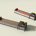 Modern Outdoor Landscape Seats Design With Wooden Slats Metal Frame And Small Side Table