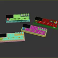 Colorful Electronic Music Keyboards With Control Knobs Illuminated Keys And Bright Color Schemes