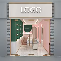 Modern Beauty Hair Salon Storefront With Green Wall Pink Accents And Interior Mirrors Tables Chairs