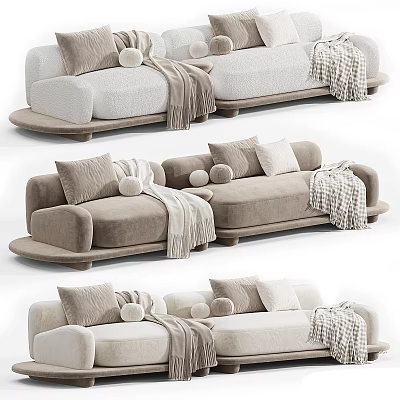 Modern Minimalist Two Seater Sofa With Decorative Pillows And Soft Blankets 3d model