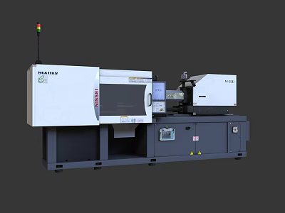 Advanced Horizontal Industrial Injection Molding Machine with Automated Control Panel for Precision Manufacturing 3d model
