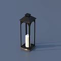 Minimalist Black Metal Open Frame Candle Lantern With White Candle For Home Decor