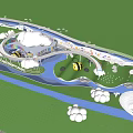 Colorful Children's Theme Park Layout With River Rainbow Bridge And Mini Train Track