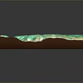 3D Topographic Landscape Model With Green Vegetation Yellow Terrain And Blue River