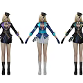 Game And Movie Female Character With Different Uniform Style Outfits And Hats