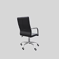 Modern Black Office Chair With Silver Metal Armrests And Swivel Caster Wheels
