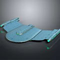 3D Sci Fi Spaceship Model With Metallic Surface Green Glowing Lights And Streamlined Design 3d model