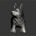 Cute Black And White Puppy Statue With Upright Ears And Curled Tail