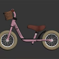 Kids' Pink Bicycle with Red Handlebar Seat and Brown Basket Beige Wheels