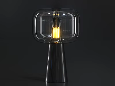 Modern Minimalist Table Lamp With Transparent Square Lampshade Black Base And Warm Yellow Light 3d model