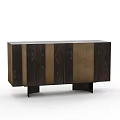 Dark Wood And Gold Metal Entryway Cabinet Sideboard With Storage Doors And Geometric Legs