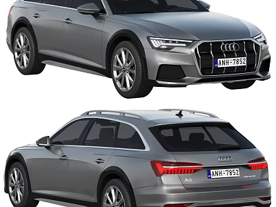 Silver Audi Station Wagon Exterior Design With Front And Rear View 3d model