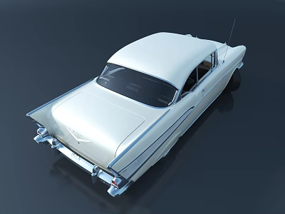 Classic White Vintage Car with Sleek Roofline and Chrome Accents in Retro Rear End Design 3d model