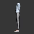 Men's Blue Striped Shirt With Dark Striped Trousers And Red Shoes Fashion Outfit