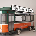 Green And Orange Food Delivery Truck With Balloons Menu Board And Open Counter
