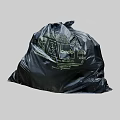 Black Garbage Bag Filled With Household Waste And Recycling Symbols