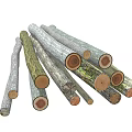 Pile Of Natural Wooden Logs Stacked With Various Sizes And Bark Texture Details